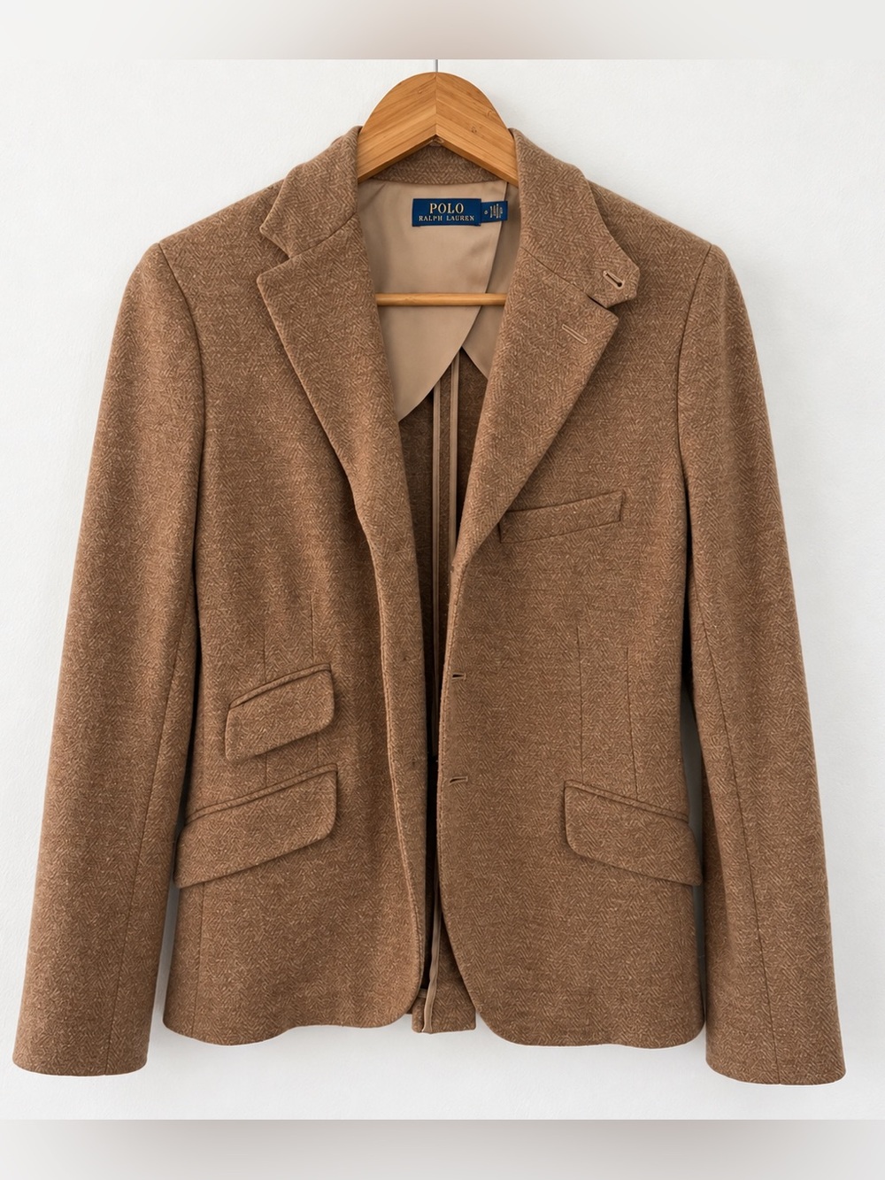 Polo Ralph Lauren Blazer Brown Herringbone Wool Blend Coat Jacket Equestrian 6